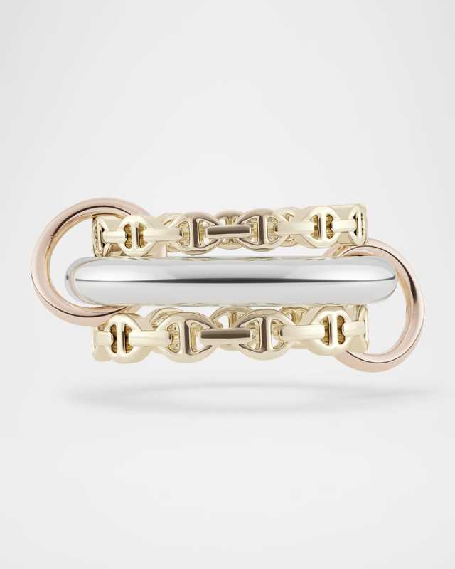 x HOORSENBUHS 18K Yellow Gold and Sterling Silver Microdame Link Stacked Rings